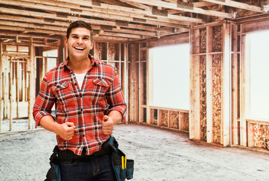 Smiling construction worker on a residential building site in Quebec - CCQ certification training