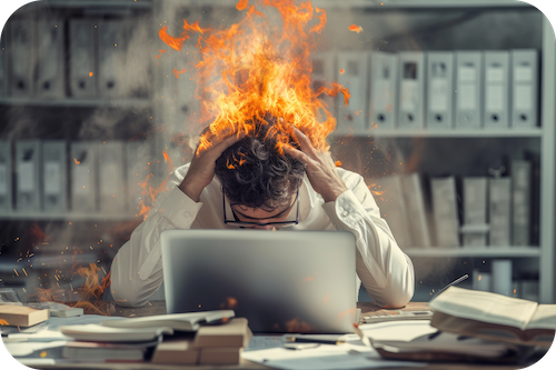 Der Kopf einen Mannes brennt