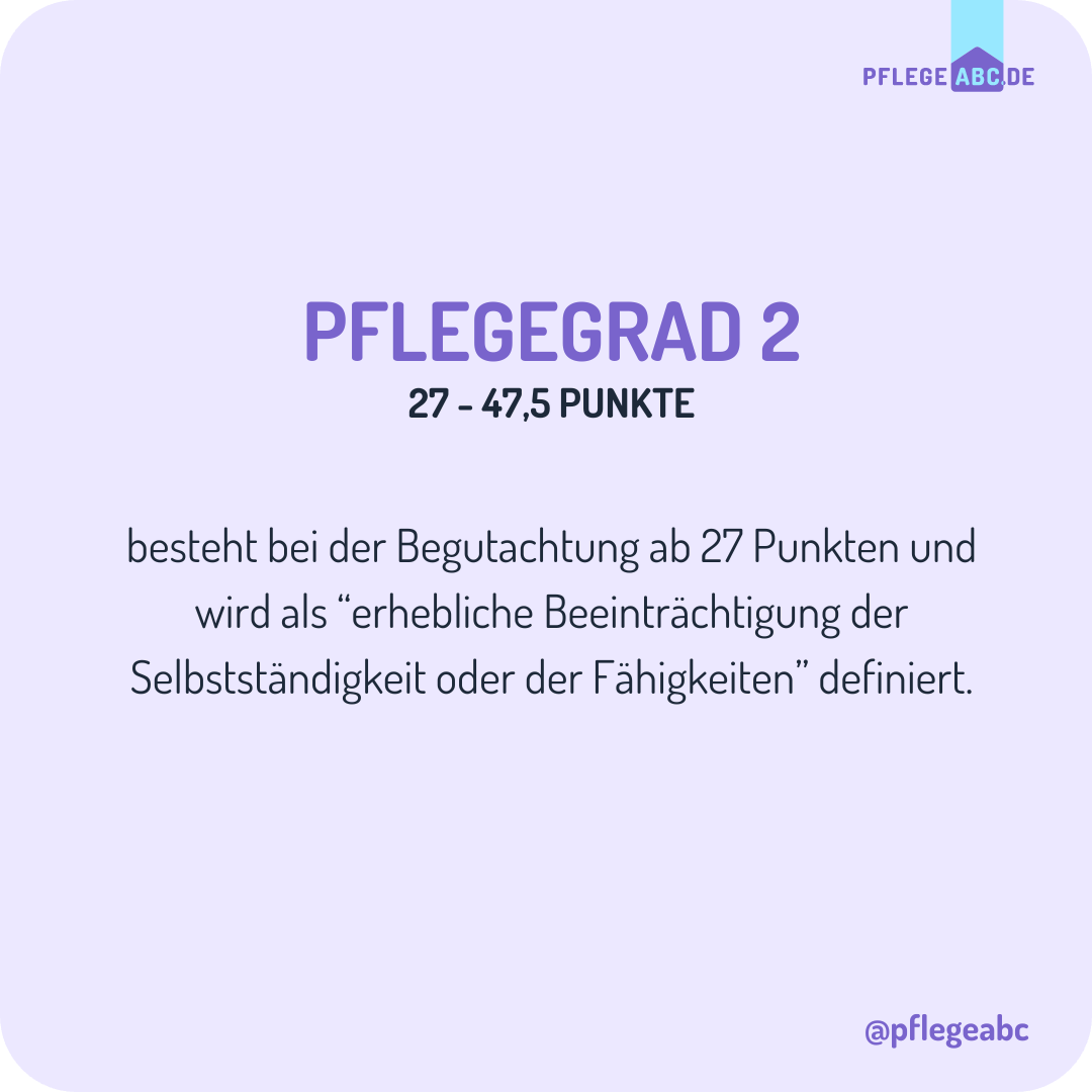 Pflegegrad 2 27-47,5 Punkte