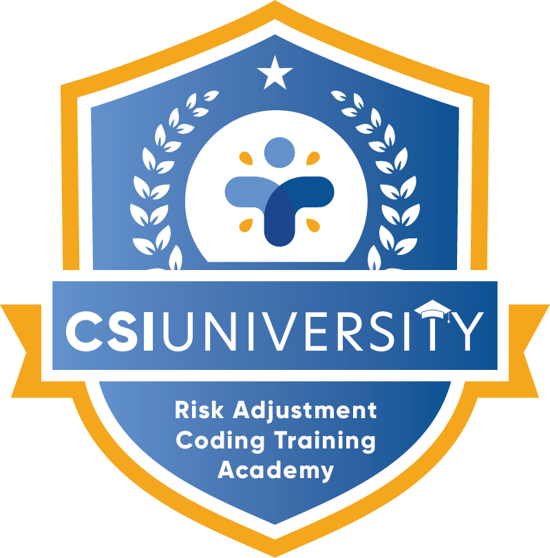 Badge for CSI University's Risk Adjustment Coding Training Academy
