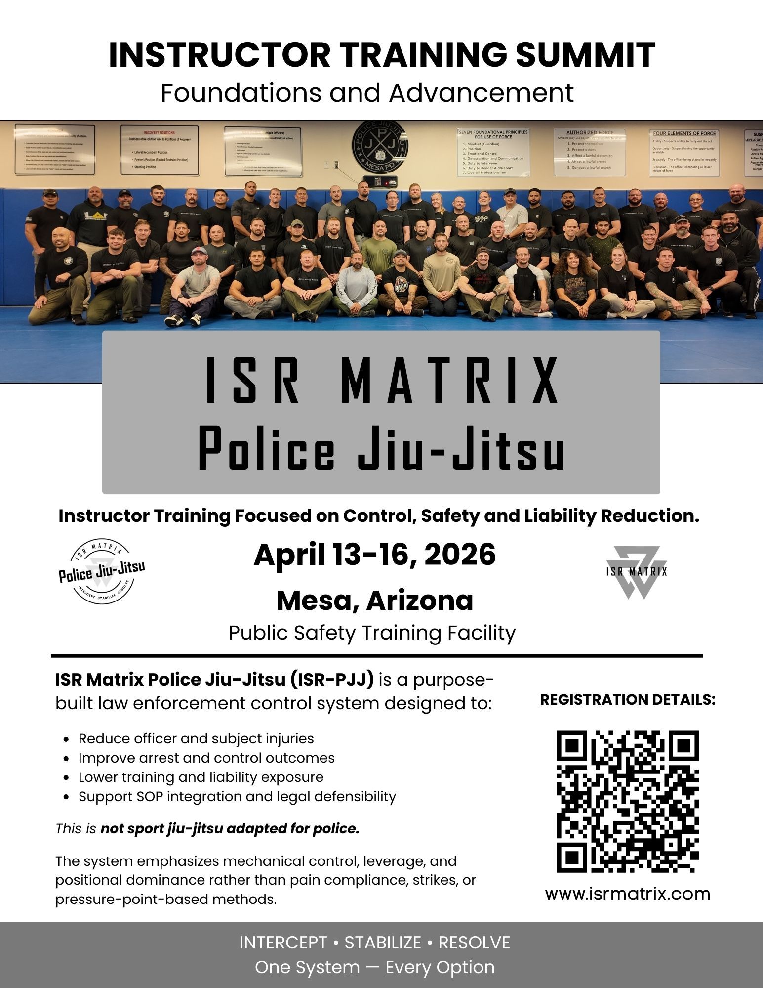 Police Jiu-Jitsu Instructor Certification Course Mesa AZ ISR Matrix