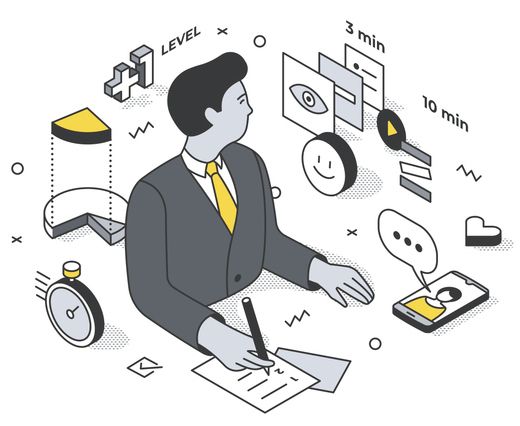 illustration of a person with learning elements