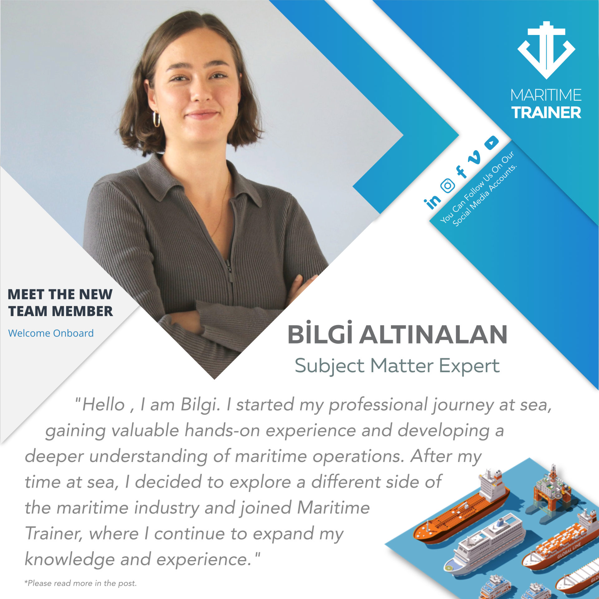 Meet the new team member: Bilgi Altınalan, Subject Matter Expert at Maritime Trainer