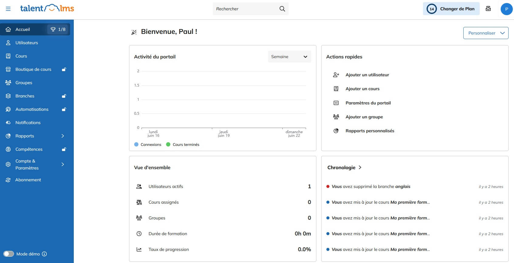 Interface Talent LMS