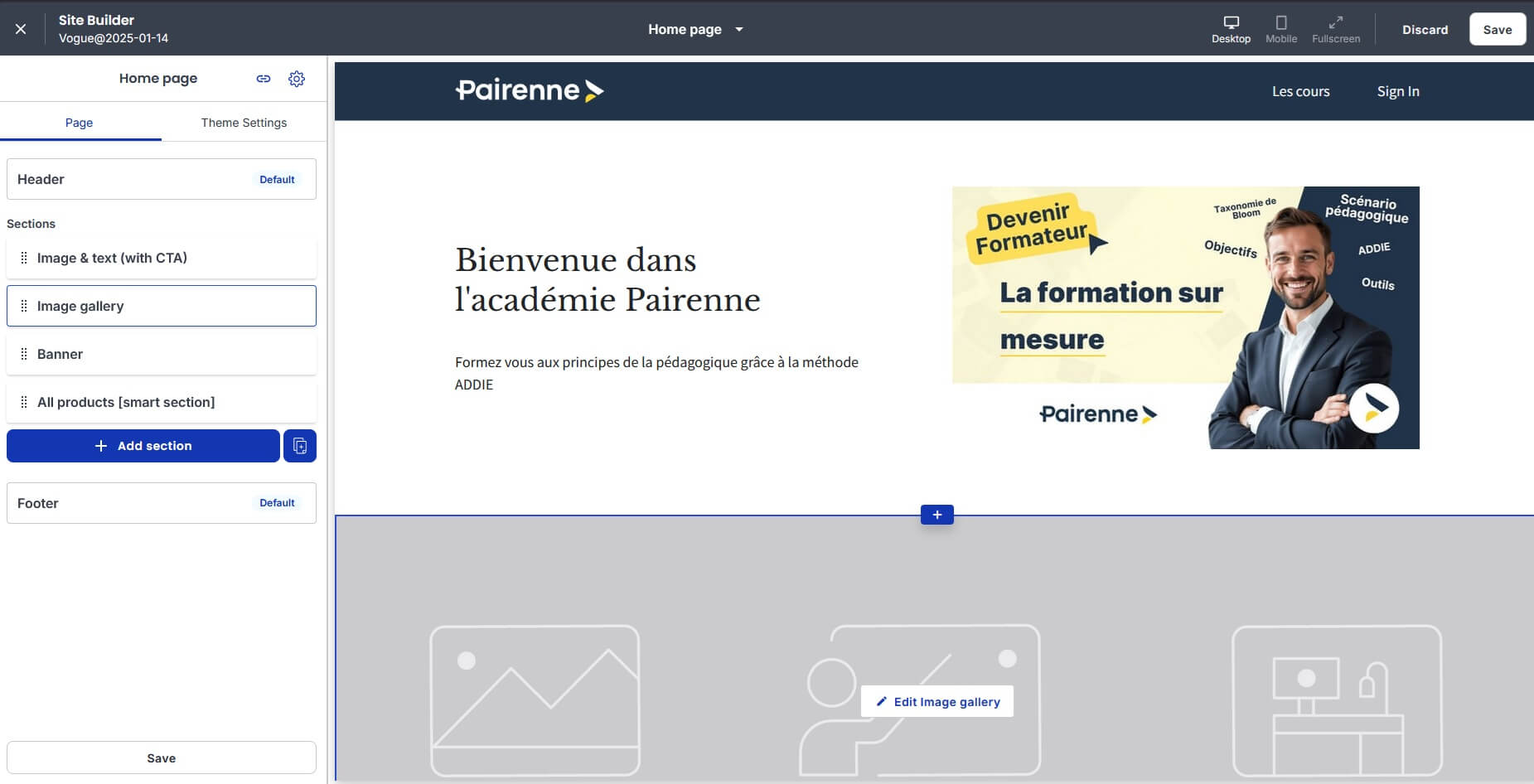 Editeur de site thinkific