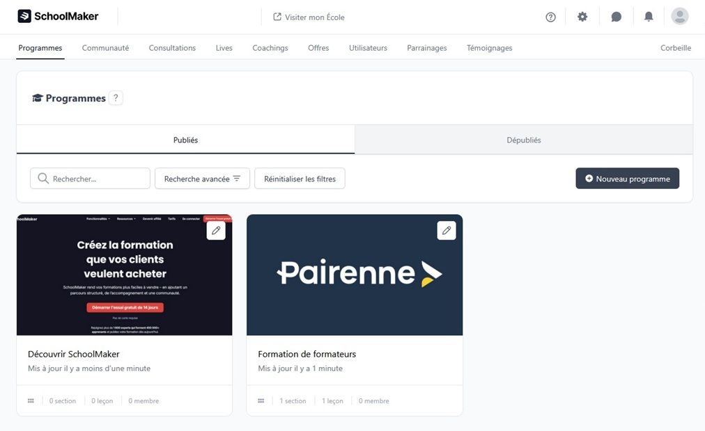 Schoolmaker - interface administrateur