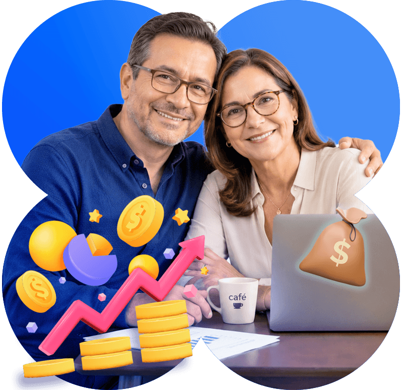 Pareja planificando sus finanzas personales y alcanzando sus objetivos financieros
