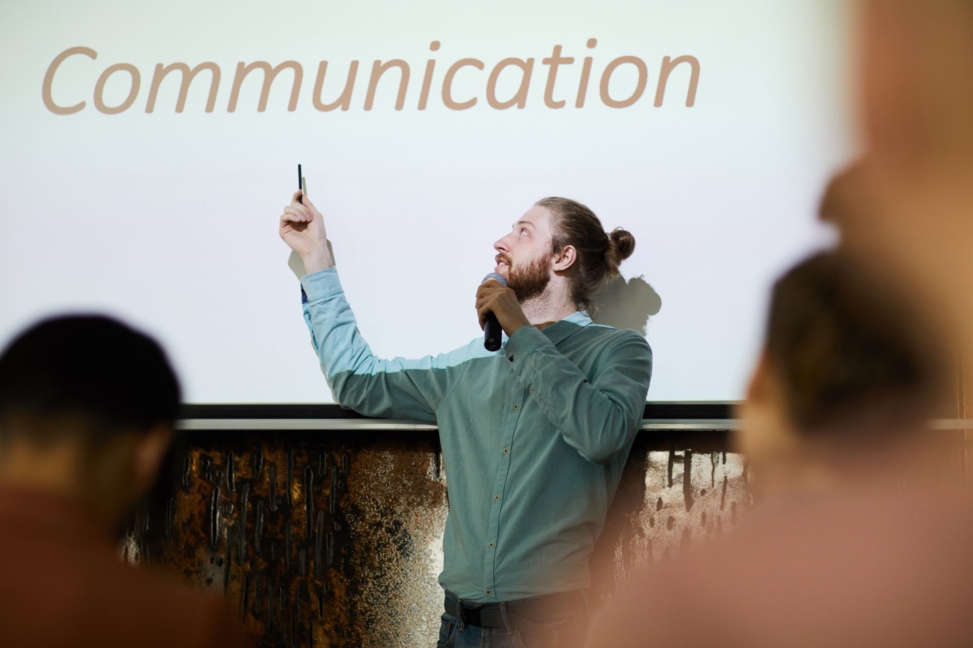 A business man presenting a project on communication.