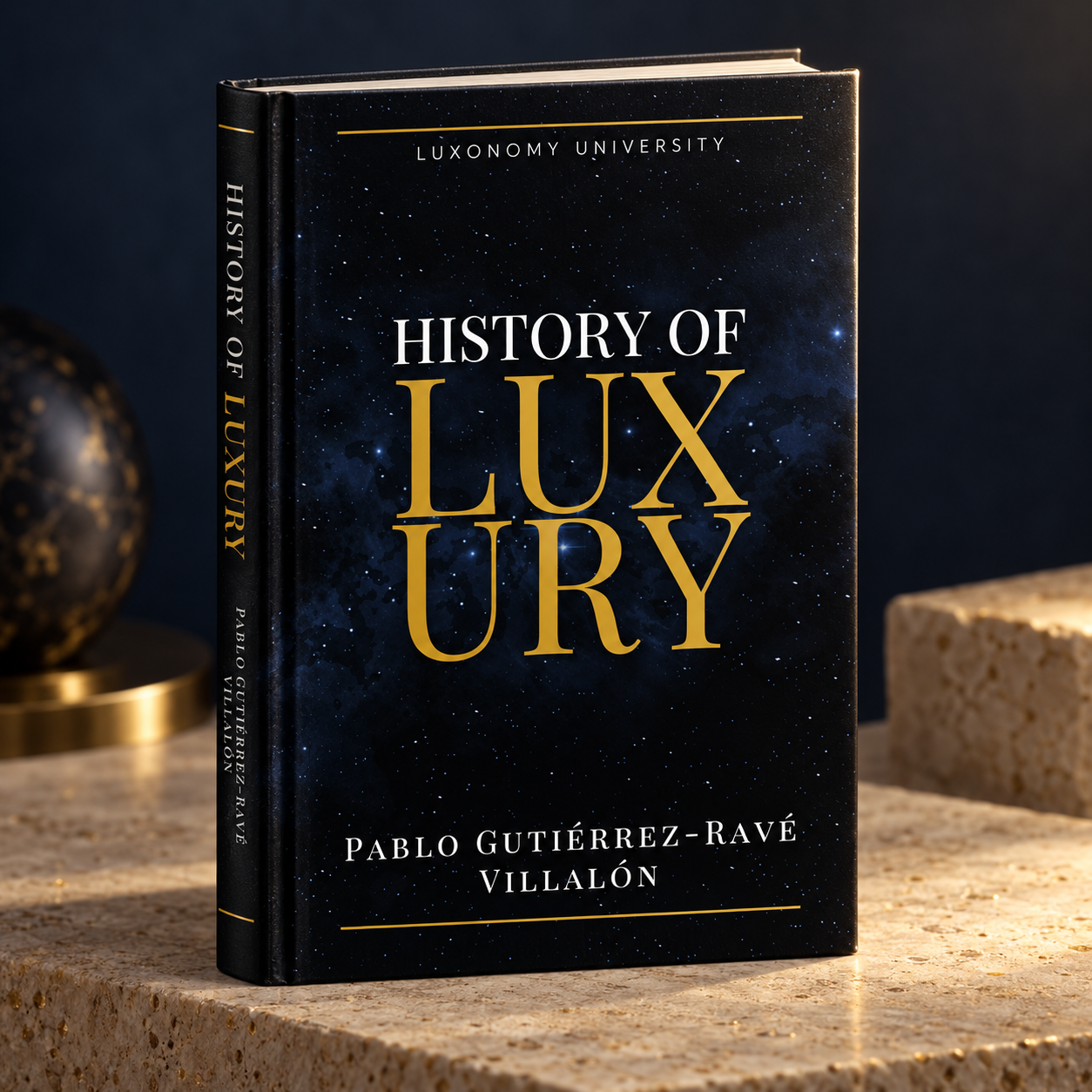 Mockup de History of Luxury de Pablo Gutiérrez-Ravé Villalón, edición en inglés