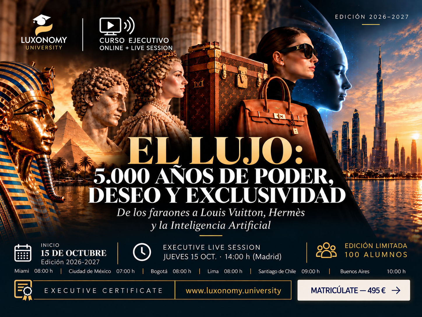 El lujo: 5.000 años de poder, deseo y exclusividad. Curso Ejecutivo de LUXONOMY UNIVERSITY.