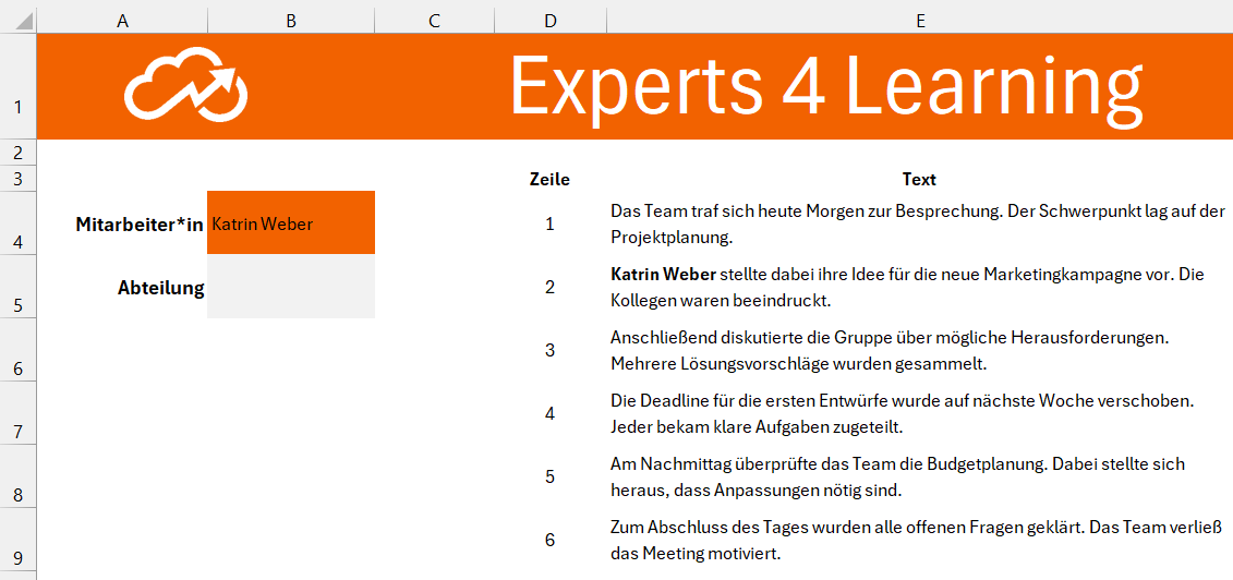 Excel mit Text und Xverweis-Suche