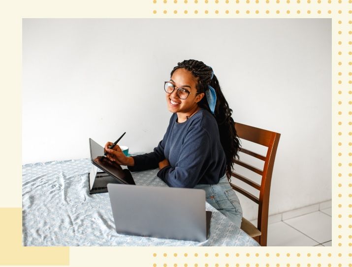 Student learning programming on a laptop