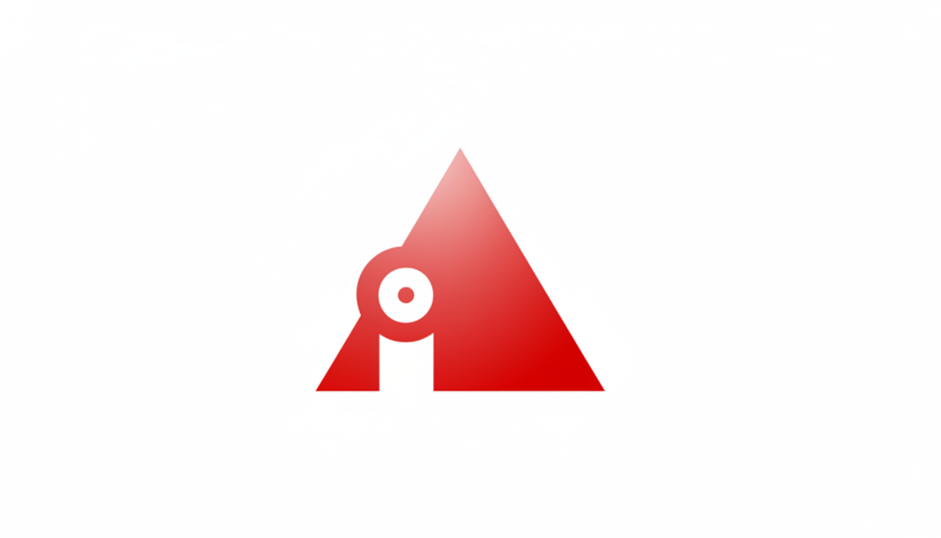 Red triangular logo with a circular white element near the lower left side, featuring a small red dot at the center.