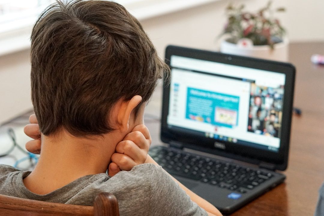 child using laptop