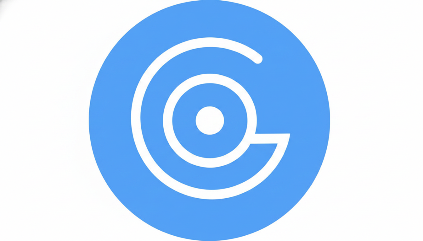 Blue circular icon featuring a stylized white letter C formed by curved lines around a central dot.