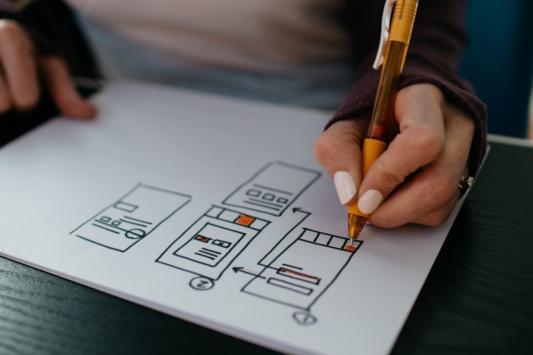 Paper prototype of a website layout.