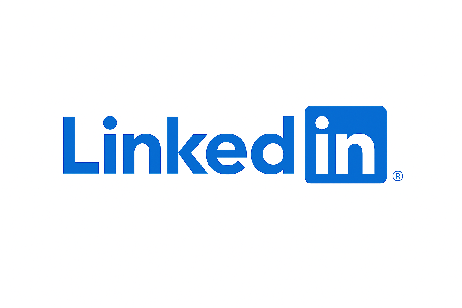 LinkedIn logo in blue text with the letters in displayed inside a blue square.