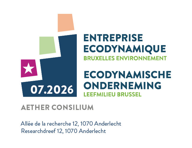 AETHER is officially labeled as ecodynamic company by Brussels Environment for its offices in Anderlecht since July 2026