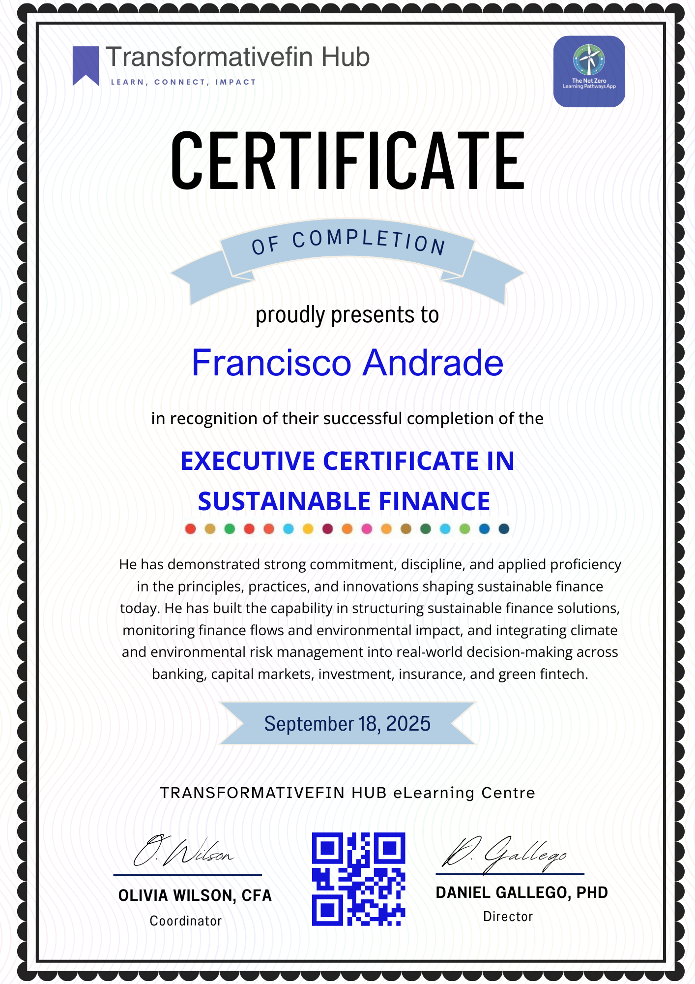 Executive Certificate in Green and Sustainable Finance