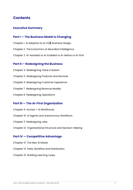 Table of contents — The AI-First Business Model Playbook