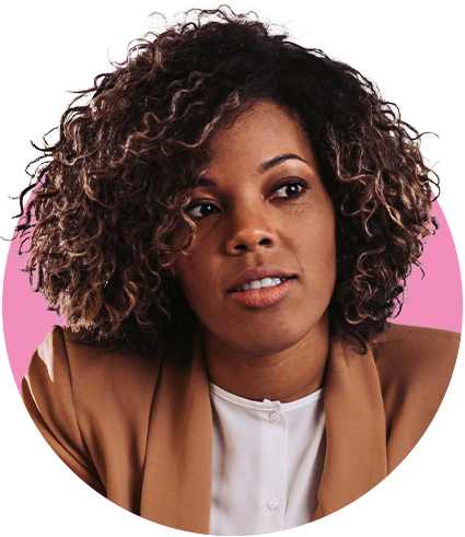 Black woman wearing brown suit