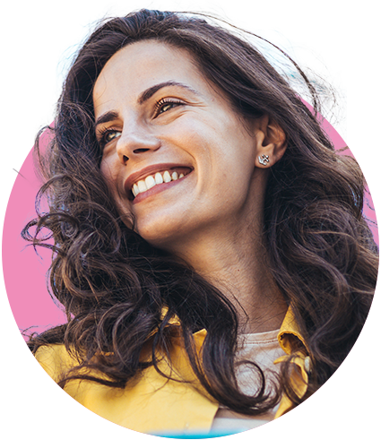 Woman smiling looking away