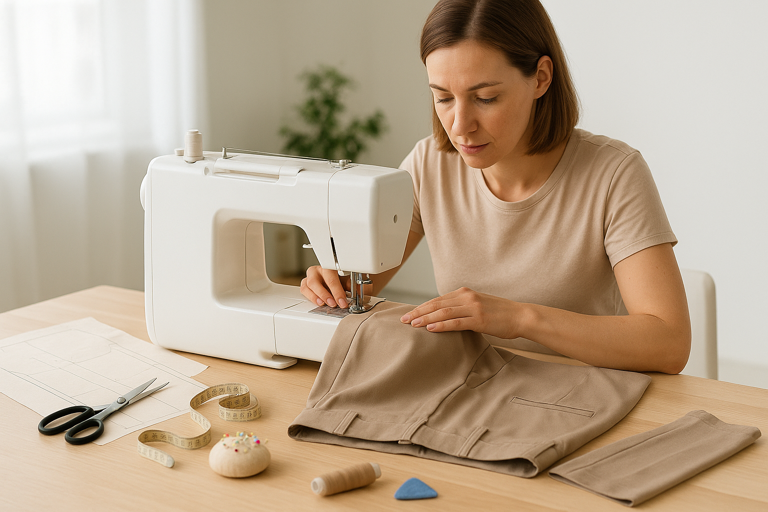 Hose nähen und kreativ werden: gezeichnete Stoffkombinationen als Vorlage für individuelle Hosen.