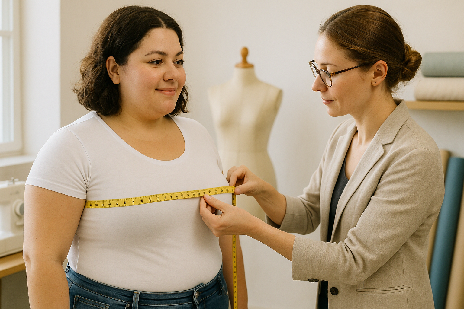 Maß nehmen an Curvy Frau