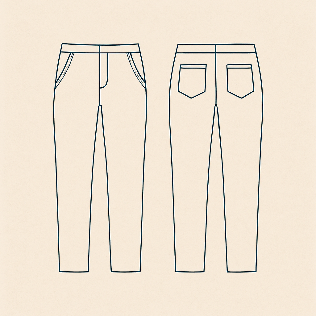 Hose nähen mit Stil: diese Illustration gibt Impulse für Schnitt, Stoffwahl und DIY-Nähideen.
