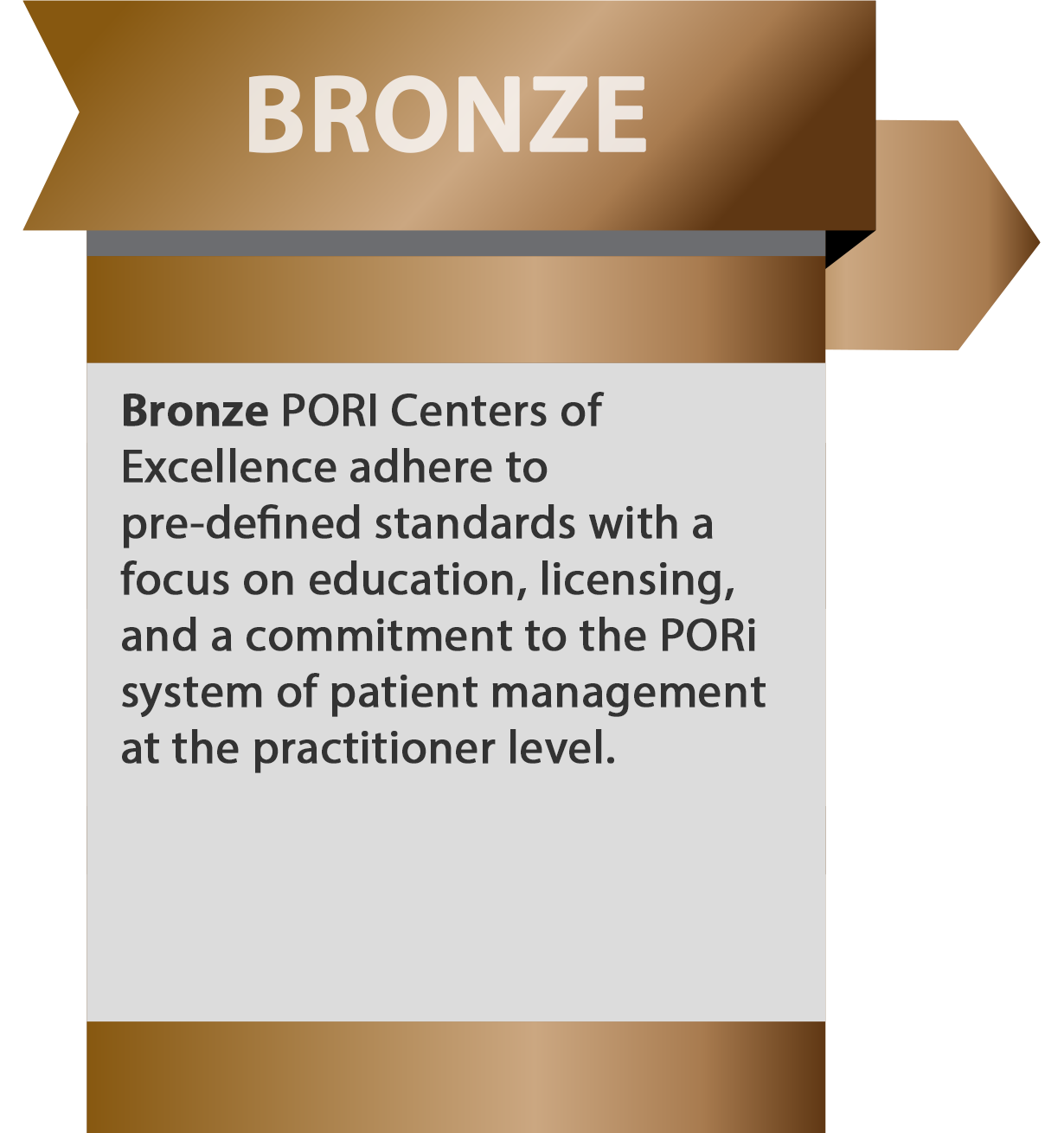 Bronze PORI Centers of Excellence adhere to pre-defined standards with a focus on education, licensing, and a commitment to the PORi system of patient management at the practitioner level.