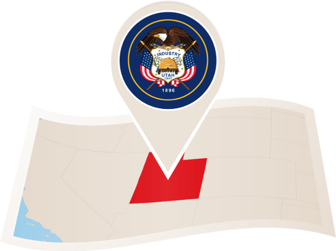 Utah map and flag