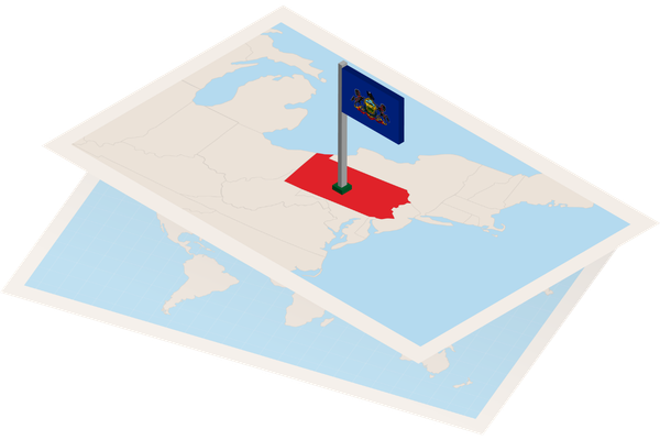 Pennsylvania map and flag