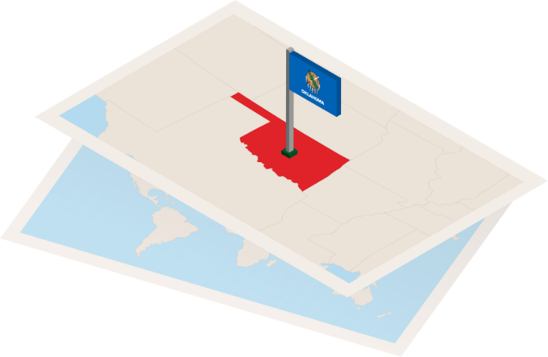 Oklahoma map outline and flag