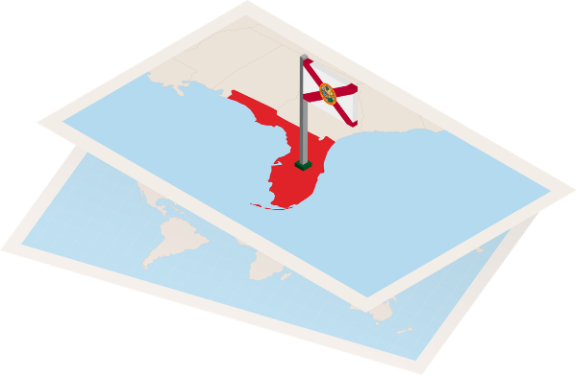 Florida map and flag