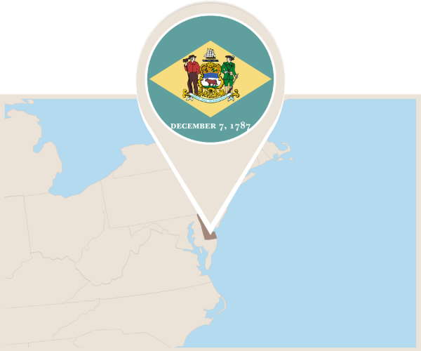 Delaware map and flag