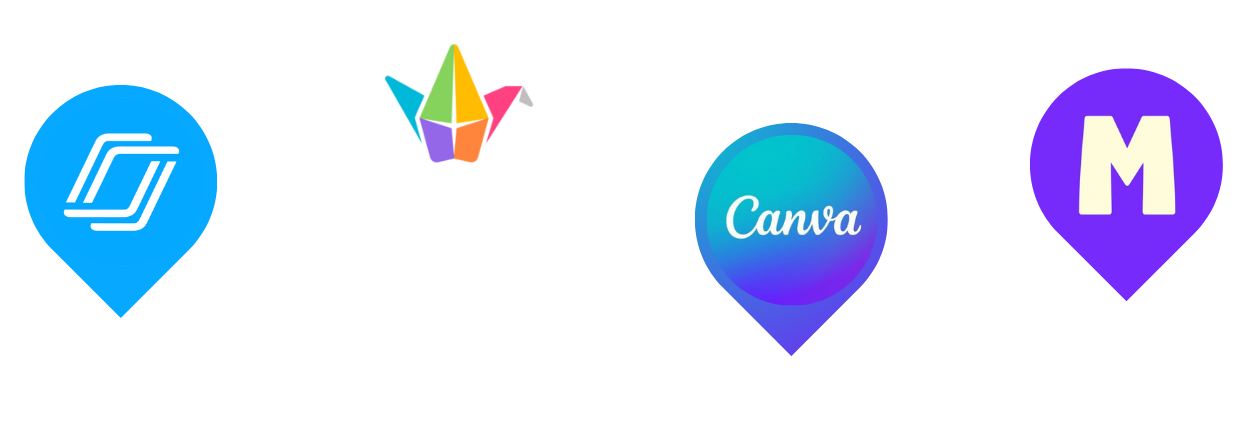 A hiking line with stops along the way showing popular educational technology tools. In order: Nearpod, Padlet, Canva, and MagicSchool.