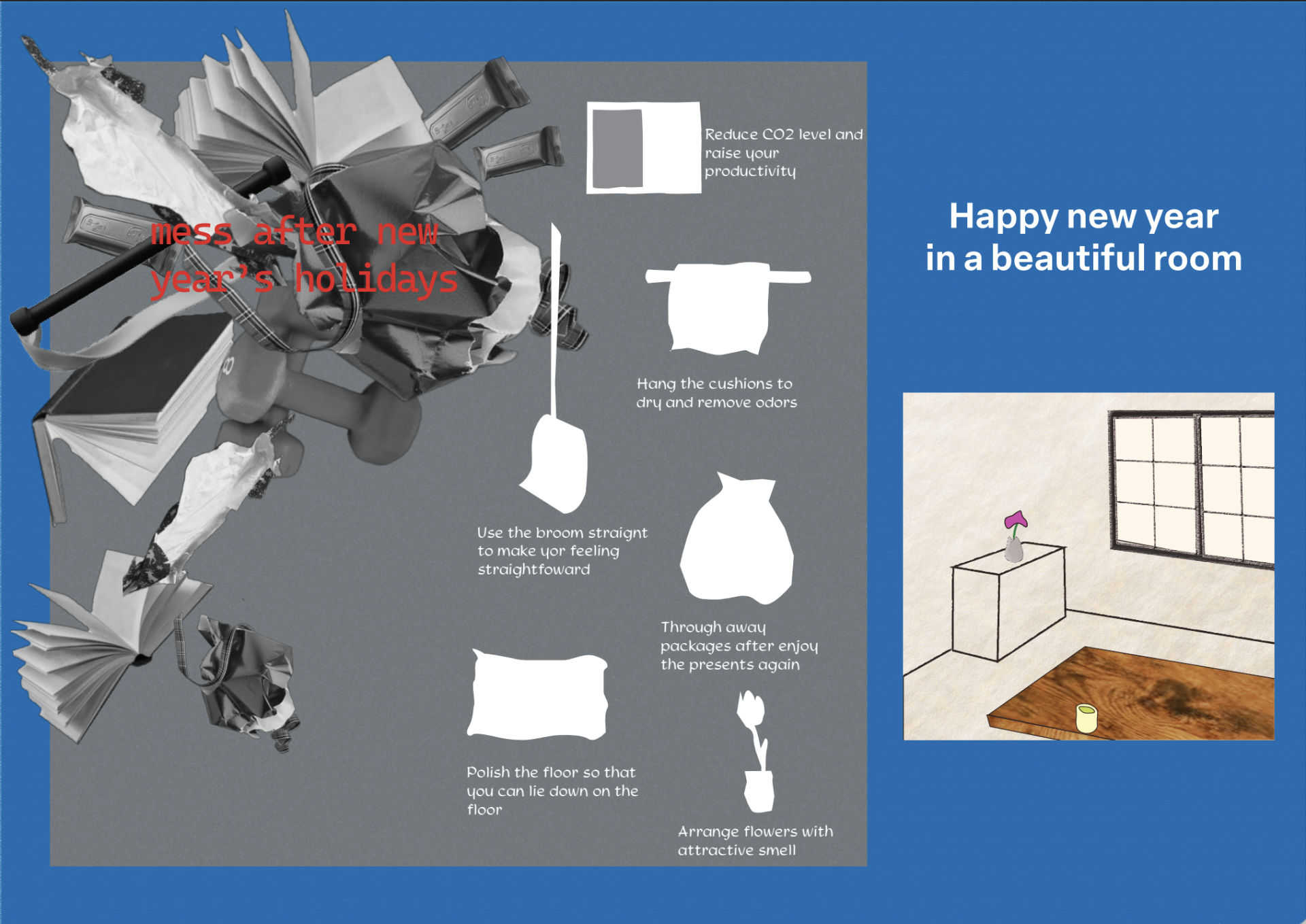 Kio's second version of a cleaning day visualisation shows interesting composition, infographic elements and great contrast. 