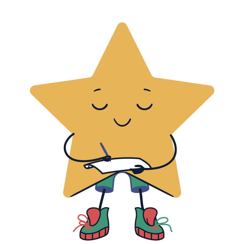 KeyCourse mascot taking notes