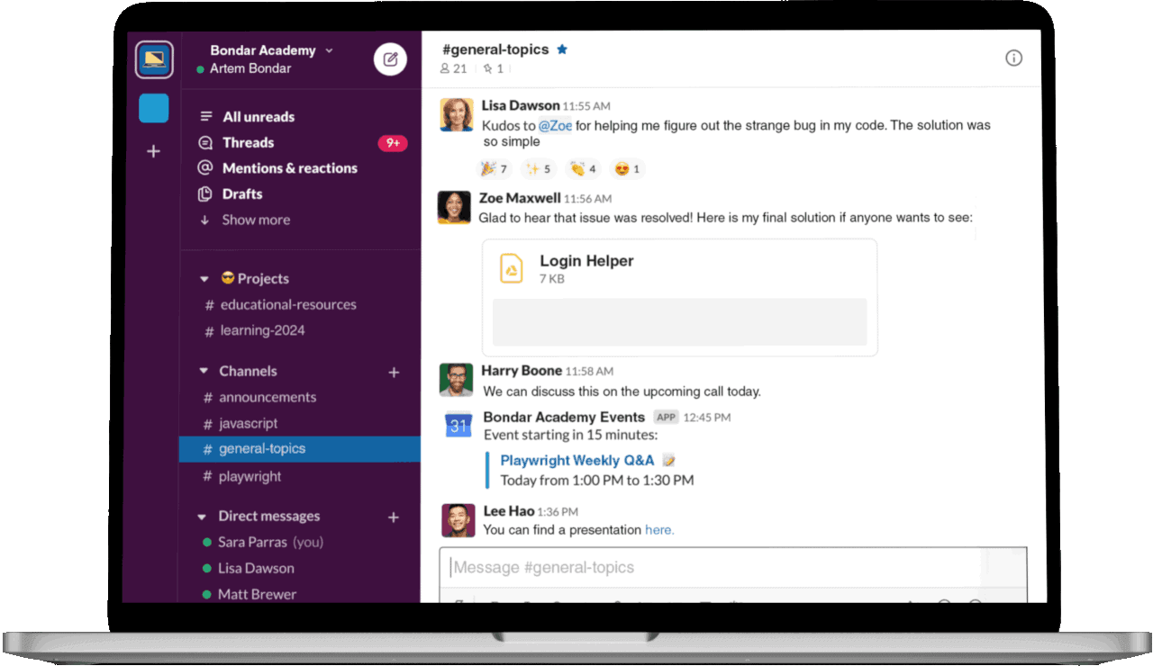 Slack application on laptop and mobile device
