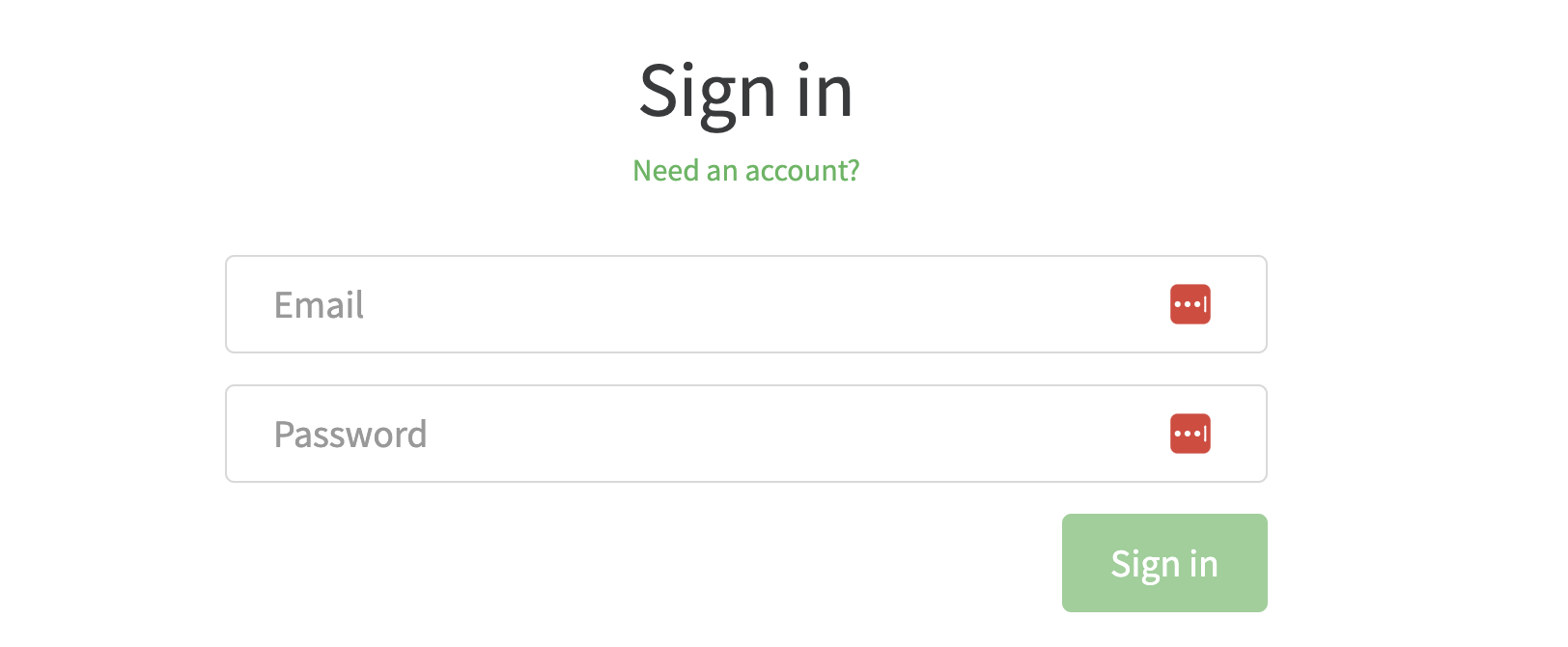 a form with username, password and sign in button