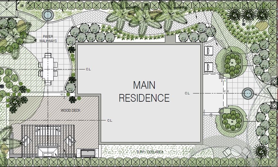 colored landscape design created in autocad