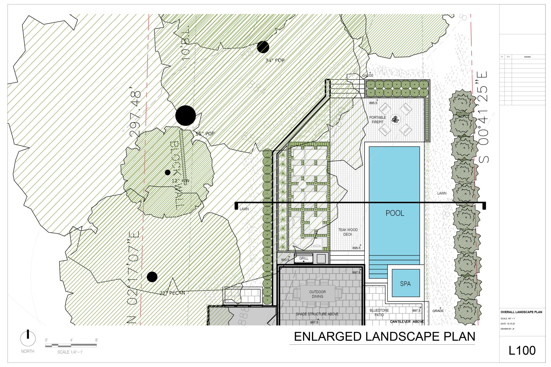 landscape drawing showing cad blocks for trees
