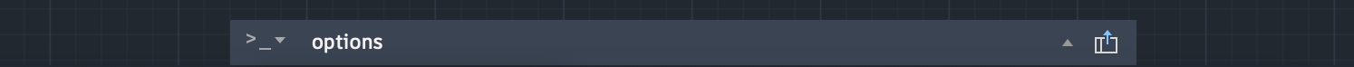 screenshot of the command bar in autocad showing to use the command "options" to import custom cad hatches