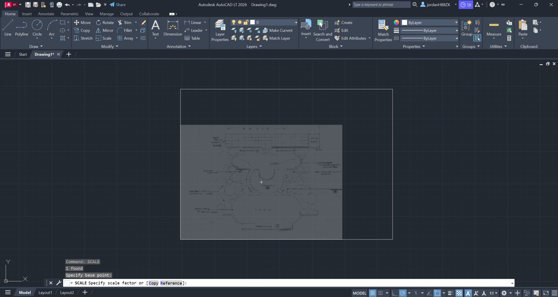 how to scale in autocad selecting the object