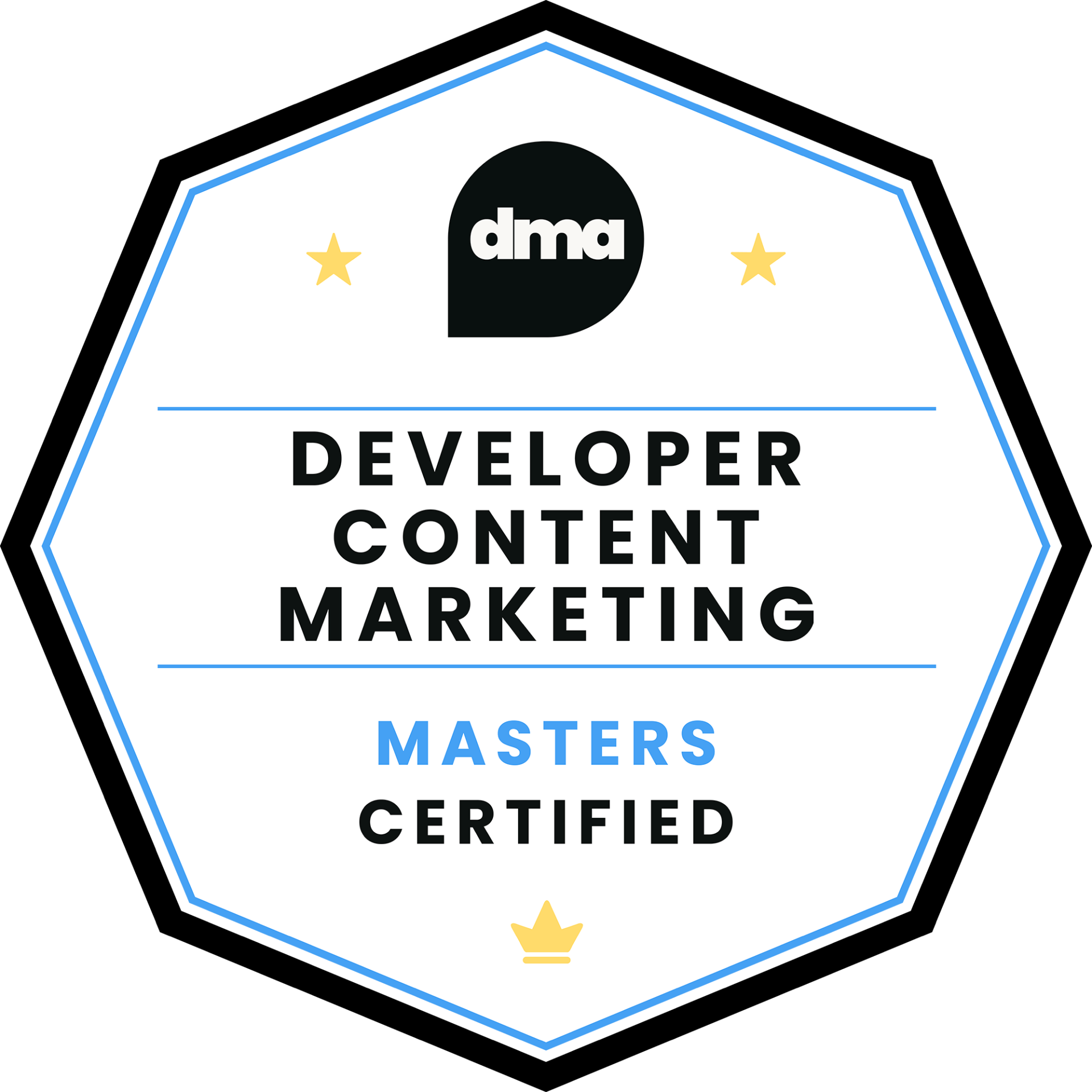 Developer Content Marketing Certified | Masters badge