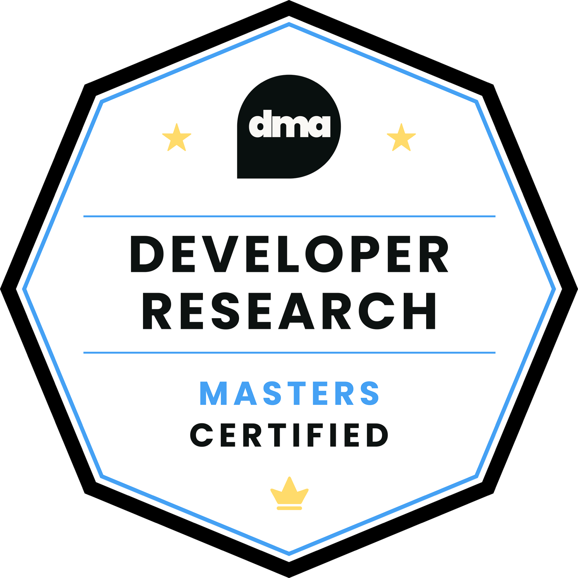 Developer Research Certified | Masters badge