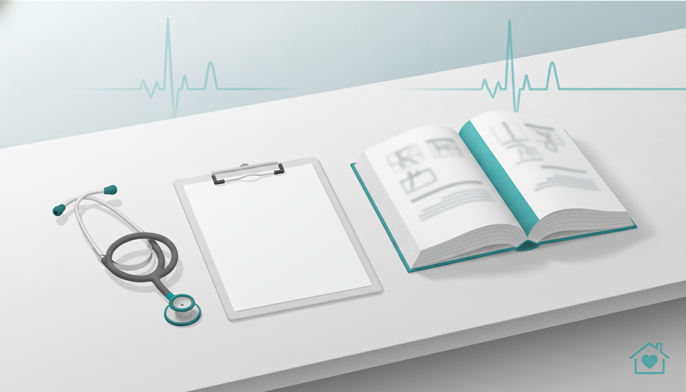"Doctor in white coat using a smartphone with a stethoscope around the neck"