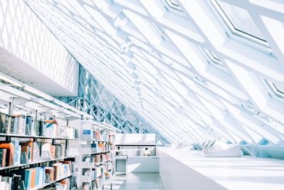 image of a white modern library