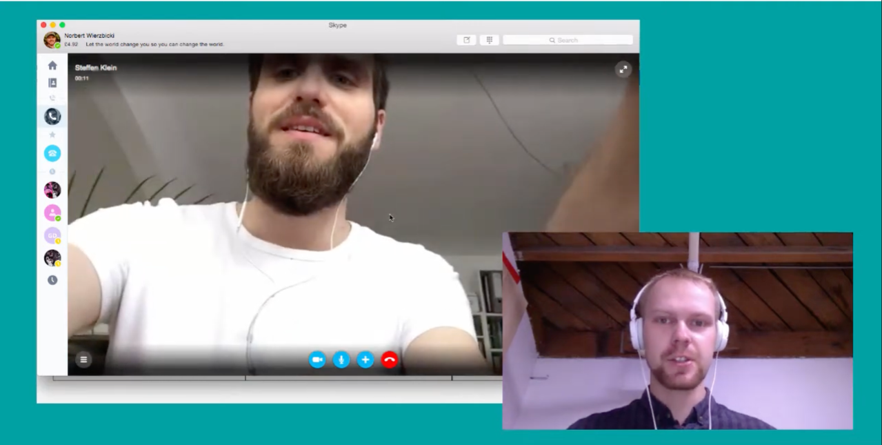 Norbert teaching Polish on Skype