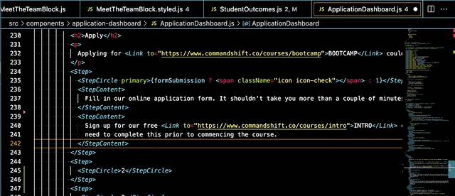 A GIF showing how to use the commenting out code shortcut